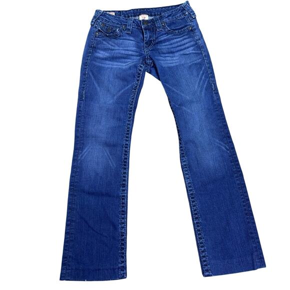Vintage True Religion Womens Jeans 27 Made in USA Flap Pocket Straight Leg Dark - Picture 1 of 9